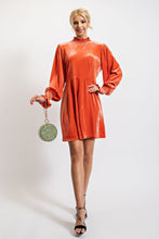 Load image into Gallery viewer, NF Coral Mock Neck Velvet Dress
