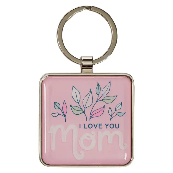 CGB I Love You Mom Pink Metal Keychain