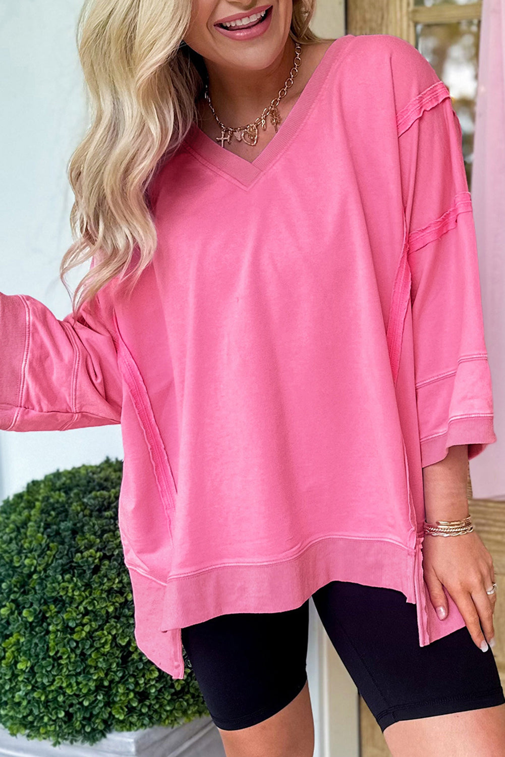 NF Pink Oversized Mineral Wash Top