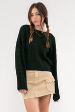 Load image into Gallery viewer, NF Hunter Green Cable Knit Sweater
