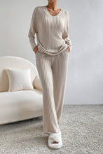 Load image into Gallery viewer, NF Ribbed V Neck Lounge Set
