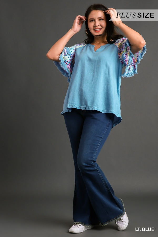 CGB Plus Light Blue V Neck top