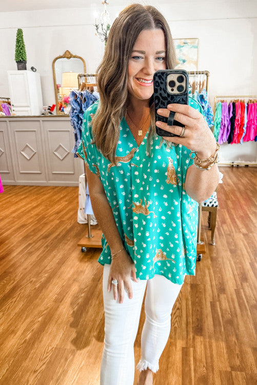 NF Plus Teal Cheetah Top