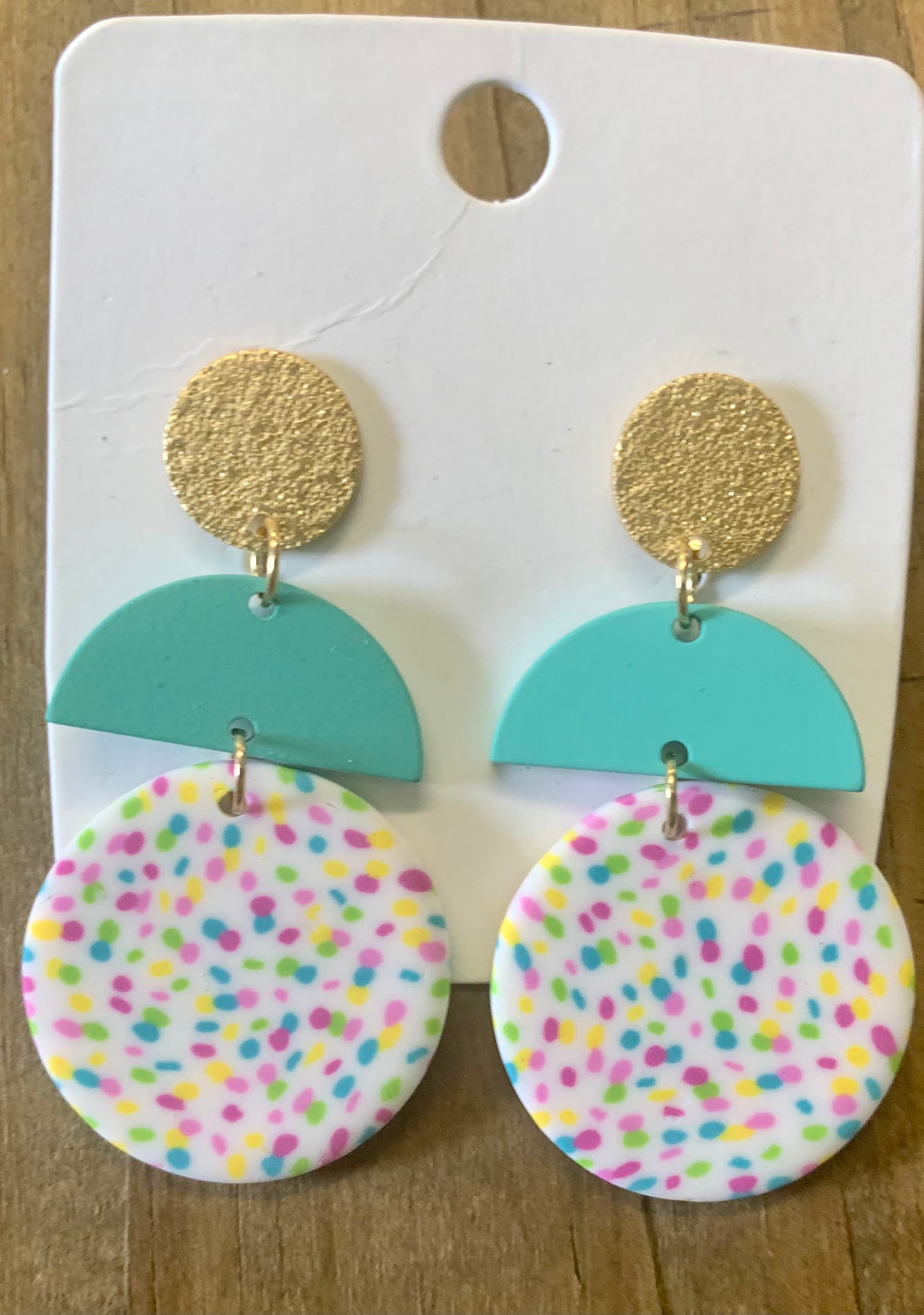 FG Teal And Gold Confetti Earrings