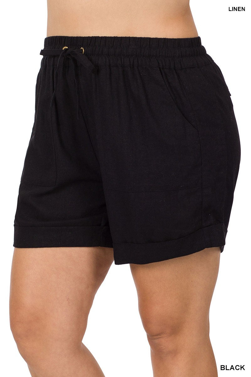 CGB Plus Linen Drawstring Shorts (Black)